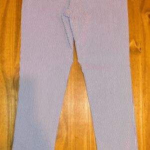 Calvin Klein Navy and White Striped Trousers